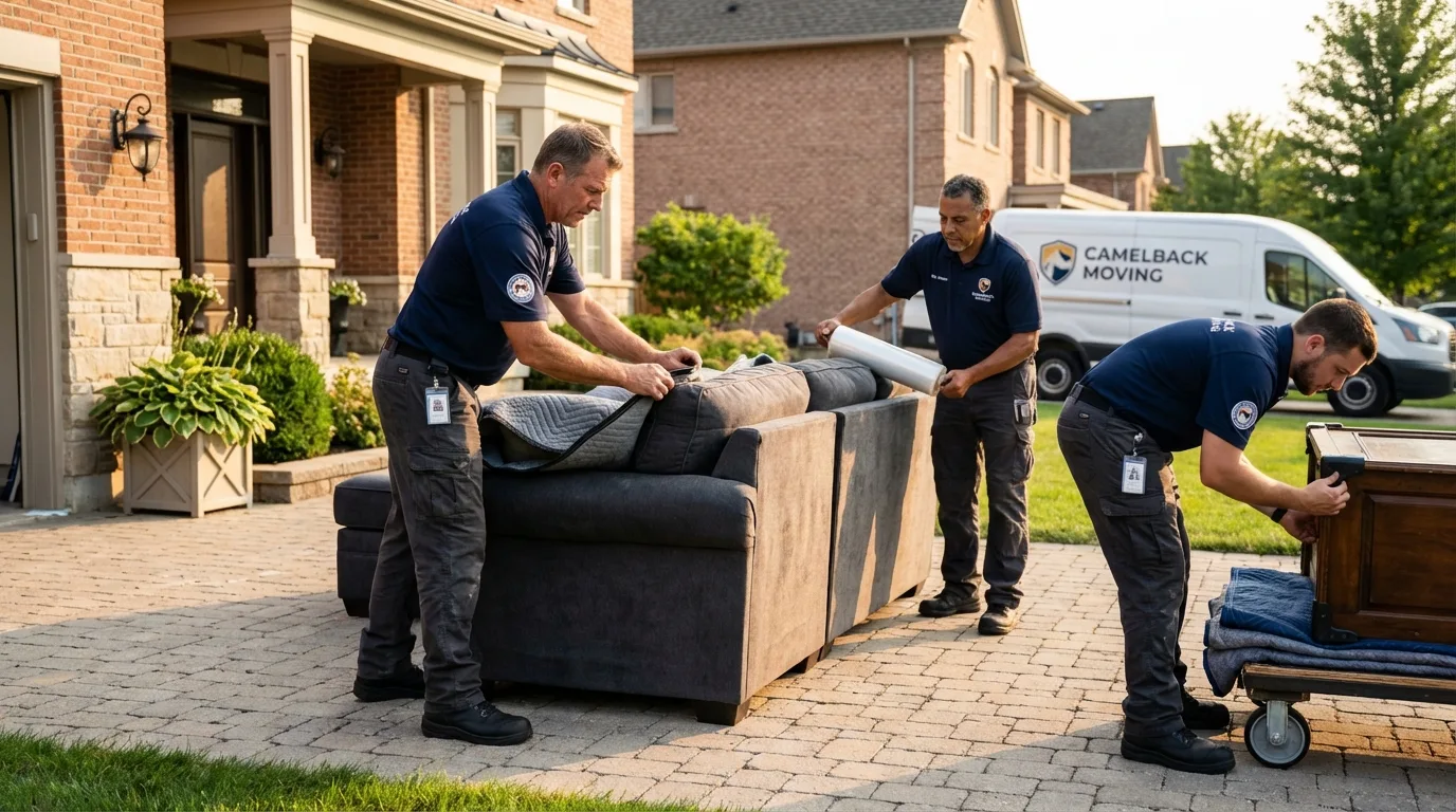 Large estate moving crew wrapping furniture in Pana, IL